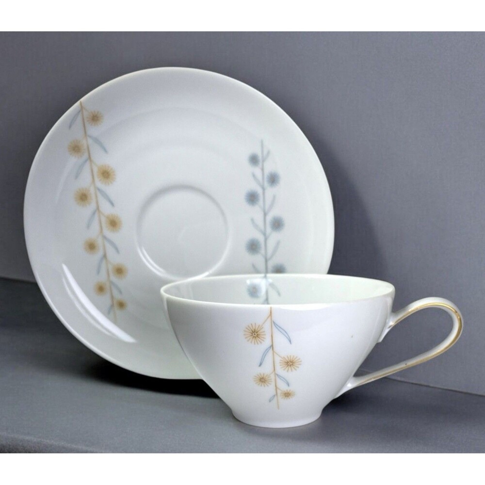 Vintage KPM Krister Germany Tea Cup Saucer Floral Gold Trim Porcelain Set